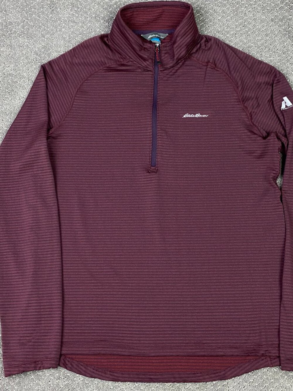 Eddie Bauer First Ascent 1/4 Zip Grid Fleece Pullover Mens Large Burgundy Hiking